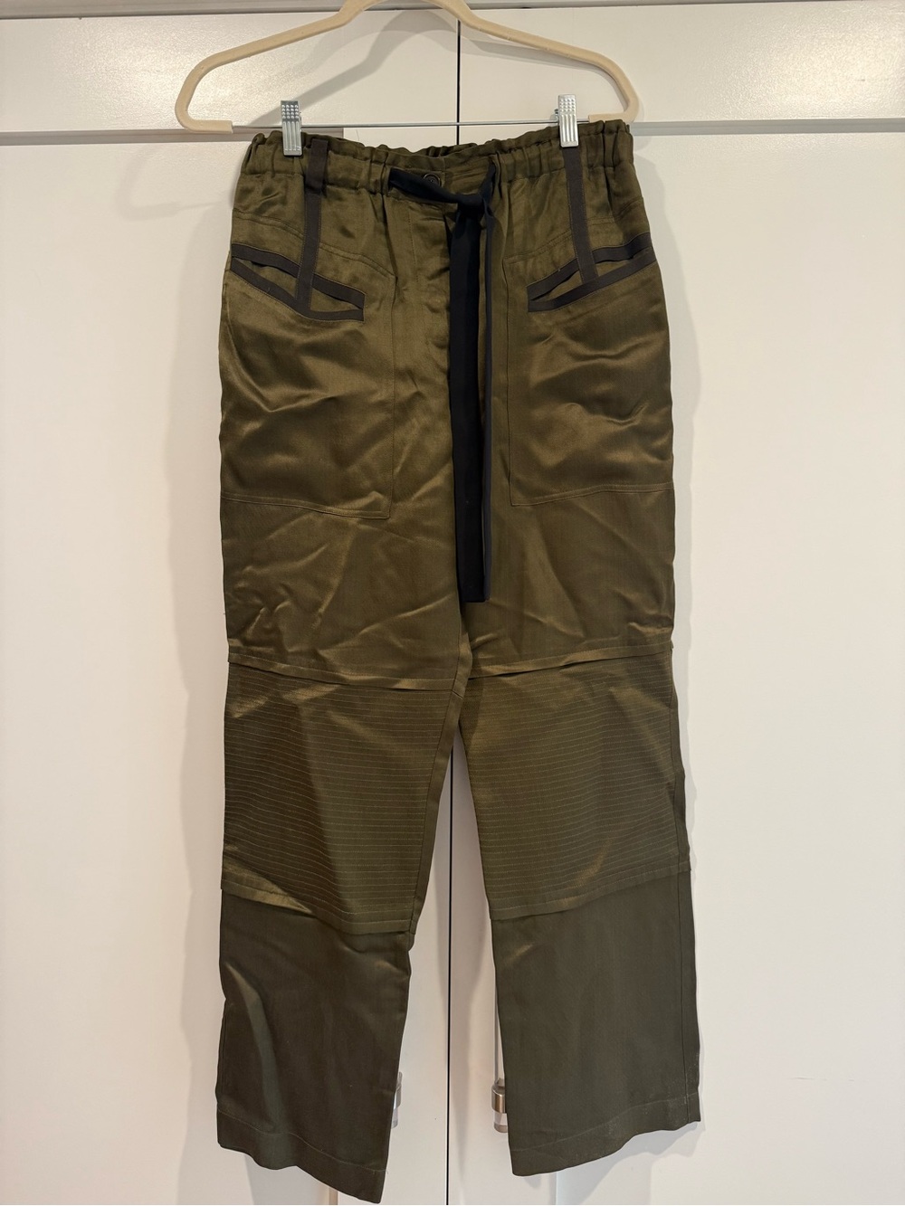 Elizabeth and James Olive Green Cargo Jogger Pants with Black Drawstring